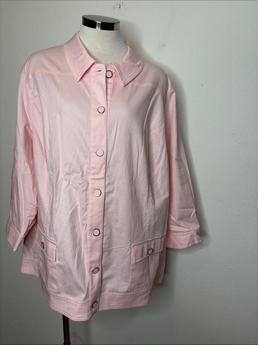 CJ Banks Light Pink Button-Front Jacket